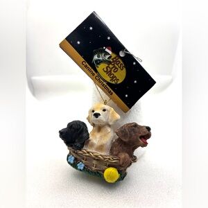 PUPPIES IN A BASKET DOG LAB RESIN ORNAMENT 3.5"
